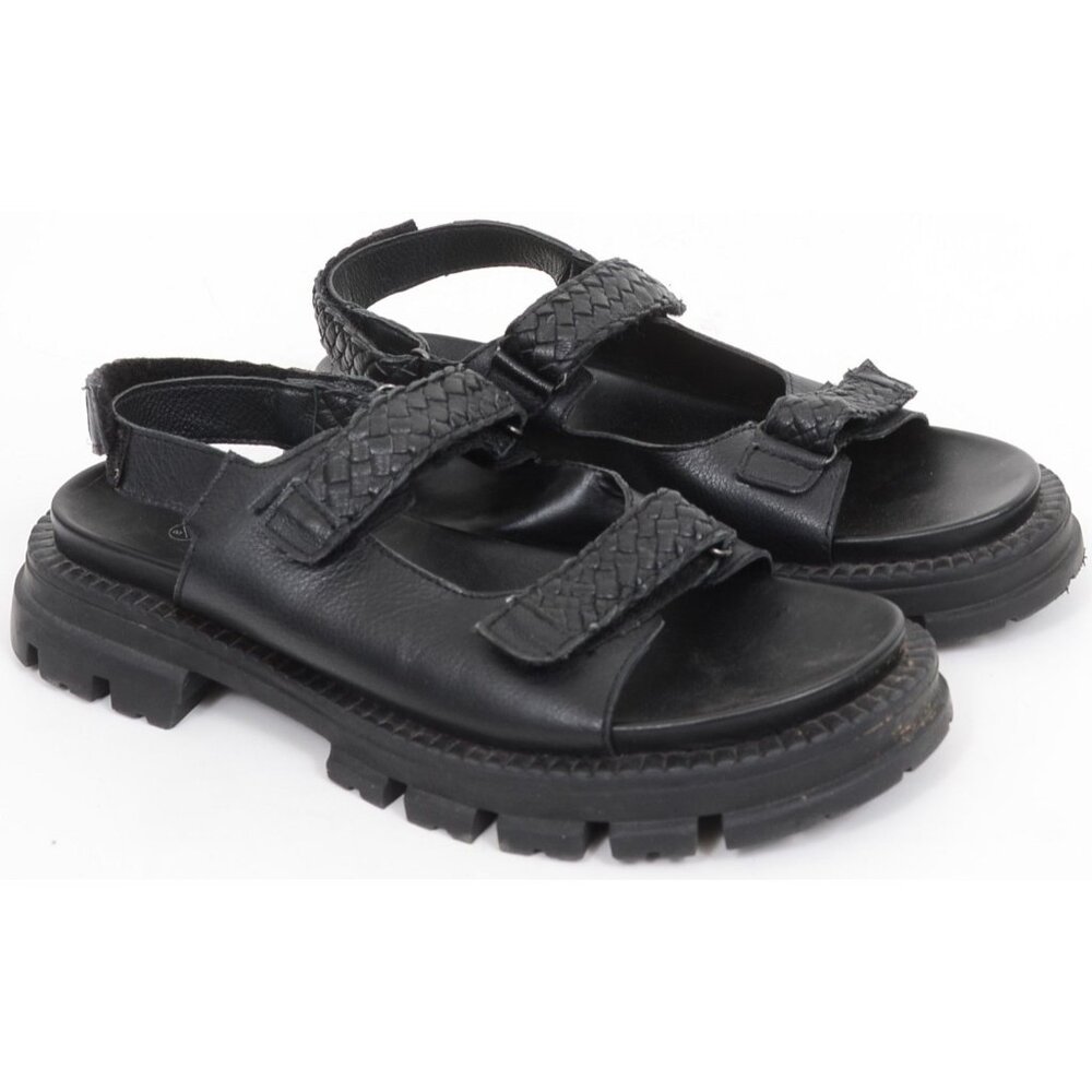 Nasty Gal Chunky Lug Sole Hook & Eye Sandals Women's 10 Vegan Leather Goth Punk